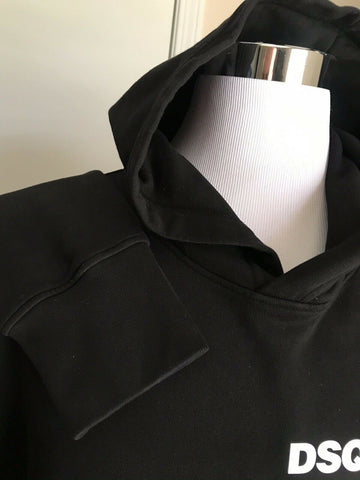 Neu mit Etikett: 580 $ Dsquared2 Herren-Pullover in Übergröße, Kapuzenpullover, Schwarz, Größe S, Italien