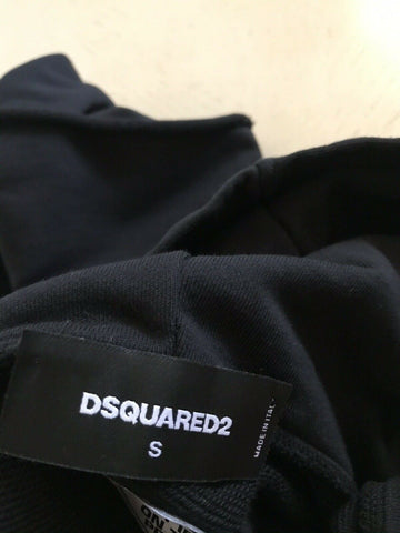 Neu mit Etikett: 580 $ Dsquared2 Herren-Pullover in Übergröße, Kapuzenpullover, Schwarz, Größe S, Italien