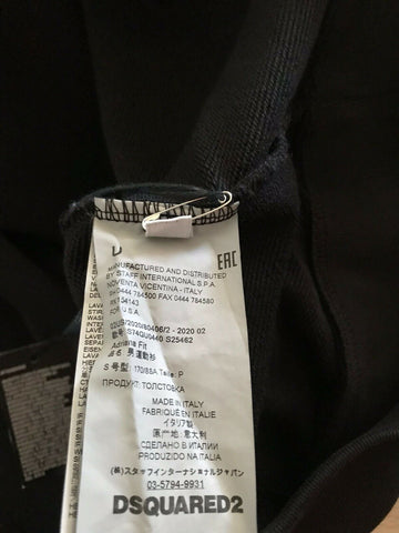 Neu mit Etikett: 580 $ Dsquared2 Herren-Pullover in Übergröße, Kapuzenpullover, Schwarz, Größe S, Italien