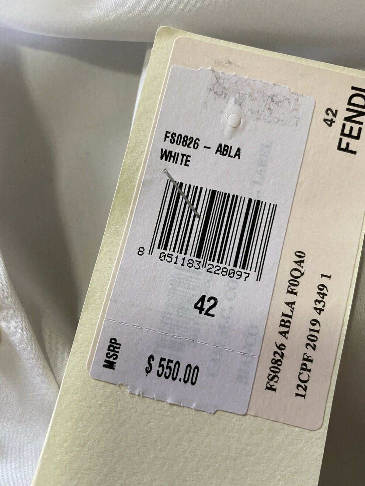 New $550 Fendi Men Solid Hidden-Button Point Collar Shirt White XL ( 42 Eu )