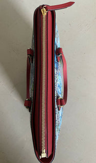 Neu $2850 Gucci Damen GG Monogram Leder Große Tragetasche Rot/Blau 546315