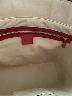 Neu $2850 Gucci Damen GG Monogram Leder Große Tragetasche Rot/Blau 546315