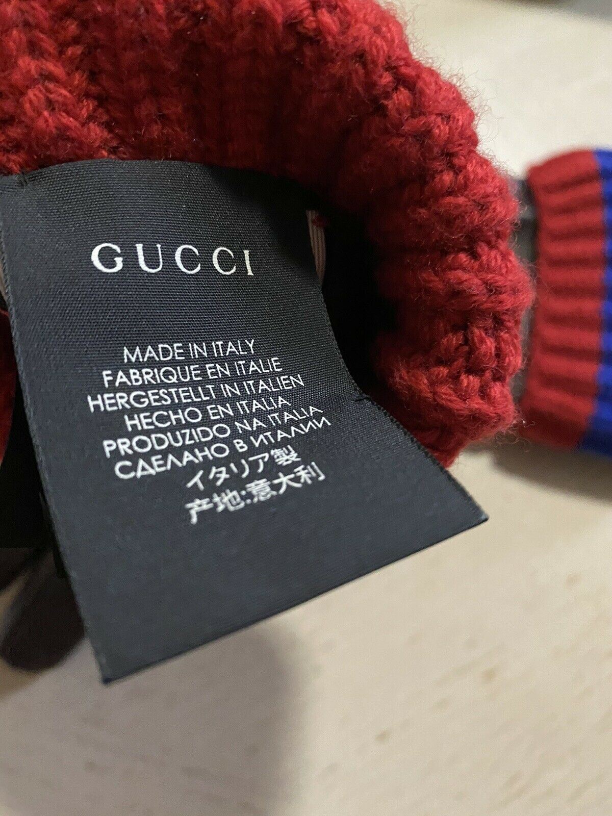 NWT $1280 Gucci Женские перчатки из мягкой кожи/кашемира DK Коричневые, размер M, Италия
