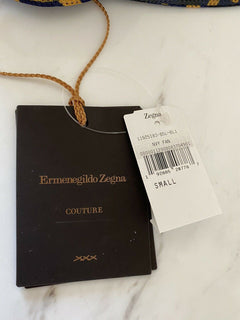 NWT Ermenegildo Zegna Couture Crest Embossed Baseball Hat Navy Size S Italy