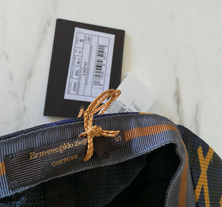 NWT Ermenegildo Zegna Couture Crest Embossed Baseball Hat Navy Size S Italy