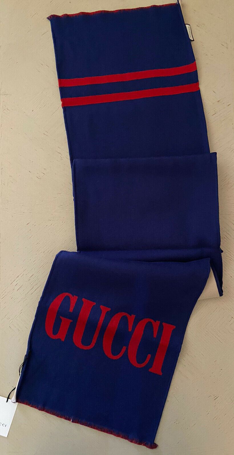 NWT Gucci Men’s Riverside Gucci Monogram Scarf Navy/Blue Italy