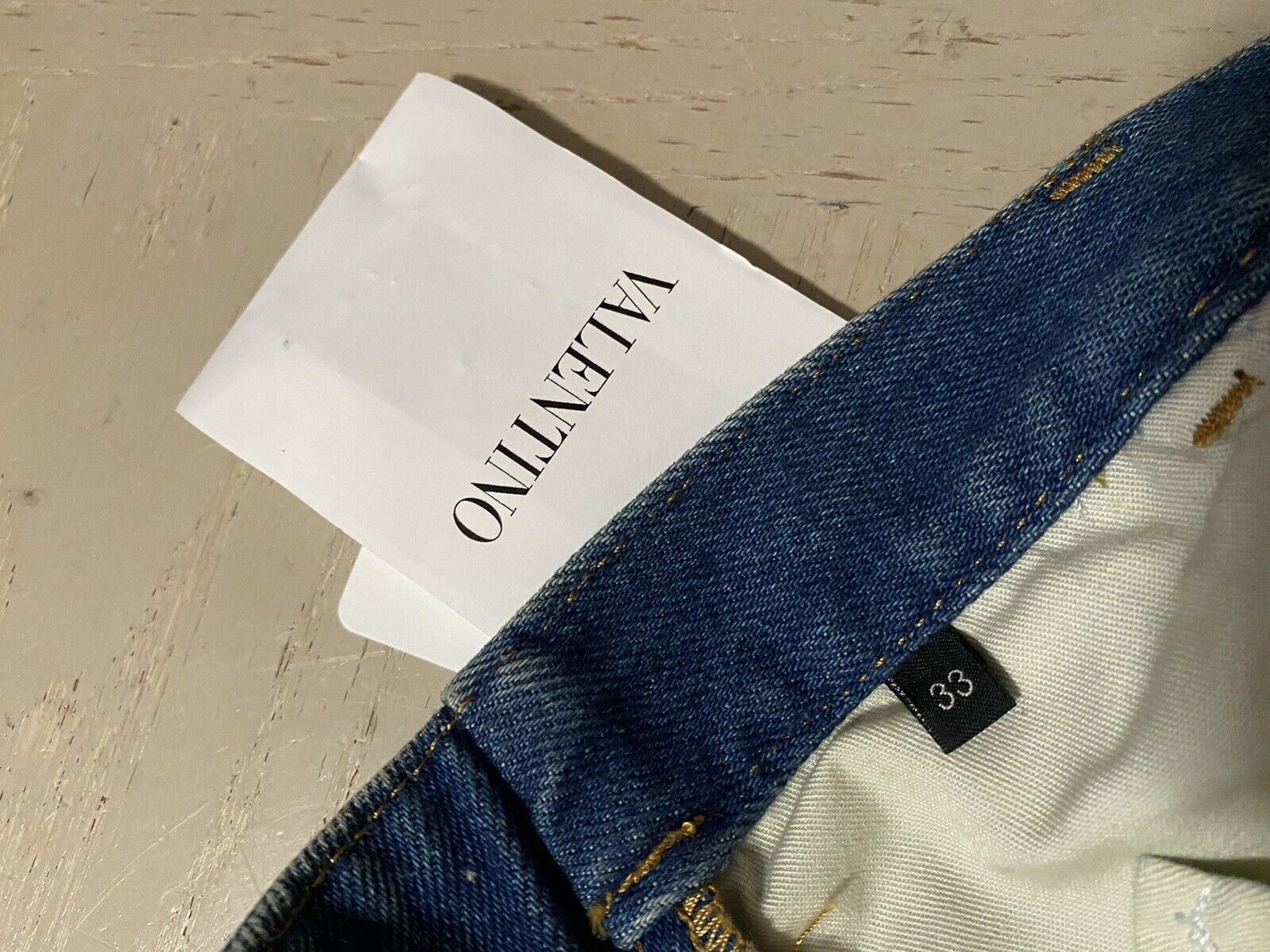 СЗТ $995 Valentino Мужские прямые джинсы с манжетами с логотипом, синие 34 США (50 евро)