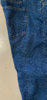 NWT $995 Valentino Men Straight-Flat Logo Cuffed Jeans Pant Blue 34 US ( 50 Eu )