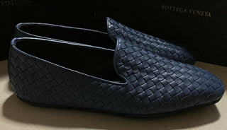 NIB $ 810 Bottega Veneta Herren Leder-Loafer-Schuhe Blau 11,5 US/44,5 Eu