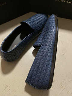 NIB $ 810 Bottega Veneta Herren Leder-Loafer-Schuhe Blau 11,5 US/44,5 Eu