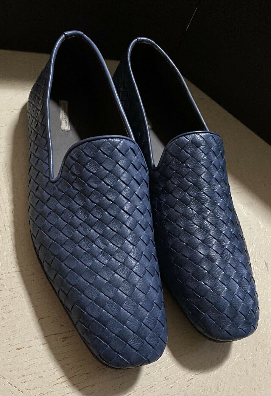 NIB $ 810 Bottega Veneta Herren Leder-Loafer-Schuhe Blau 8 US/41 Eu