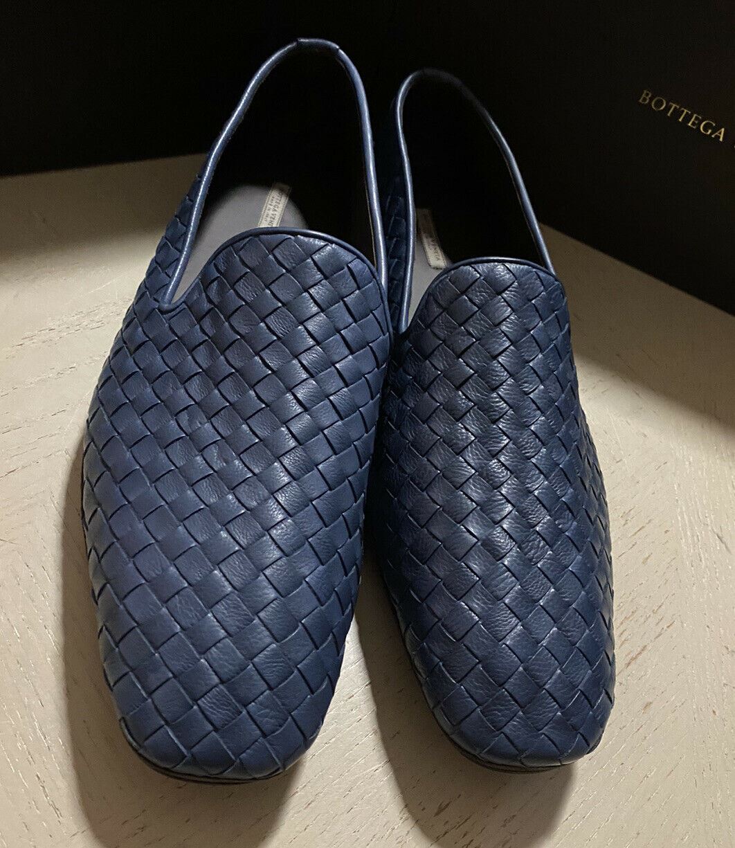 NIB $ 810 Bottega Veneta Herren Leder-Loafer-Schuhe Blau 8 US/41 Eu
