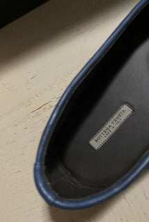 NIB $ 810 Bottega Veneta Herren Leder-Loafer-Schuhe Blau 8 US/41 Eu