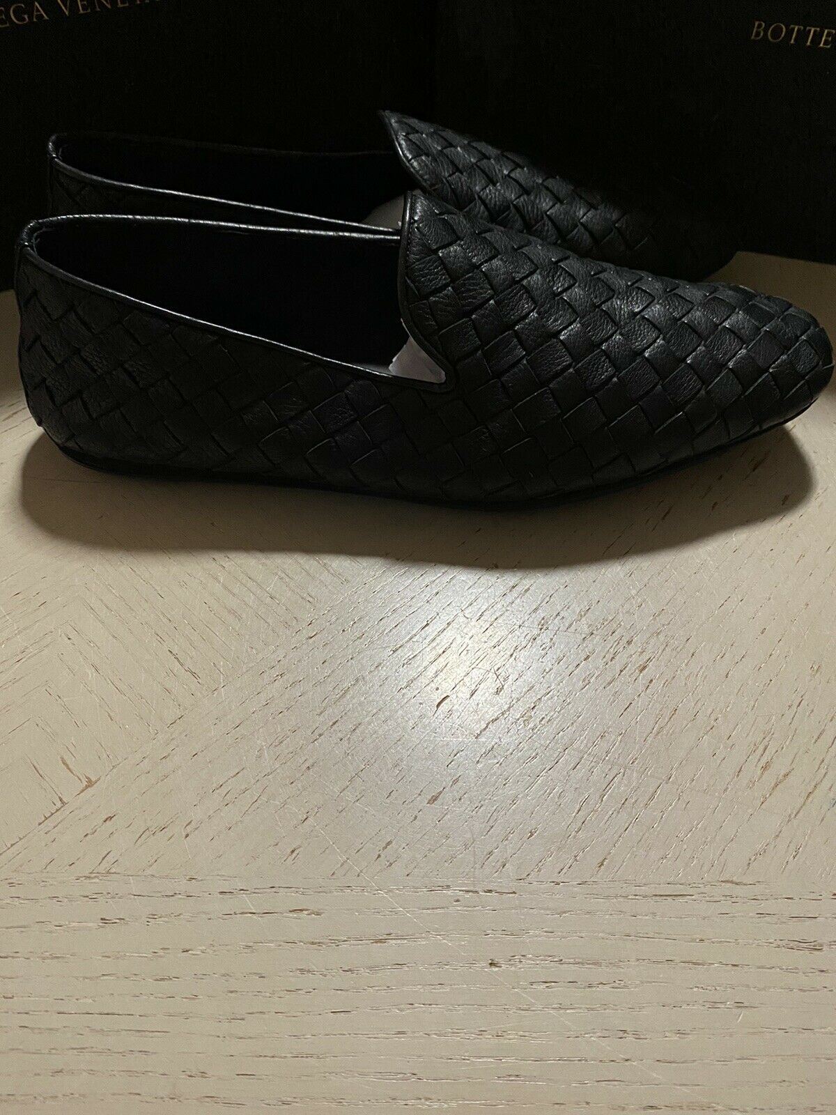 NIB $ 810 Bottega Veneta Herren Leder-Loafer-Schuhe Schwarz 6 US/39 Eu Italien