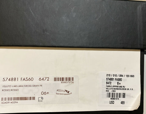 NIB $980 Gucci Mens Velvet Loafers Shoes Red 7.5 US / 6.5 UK