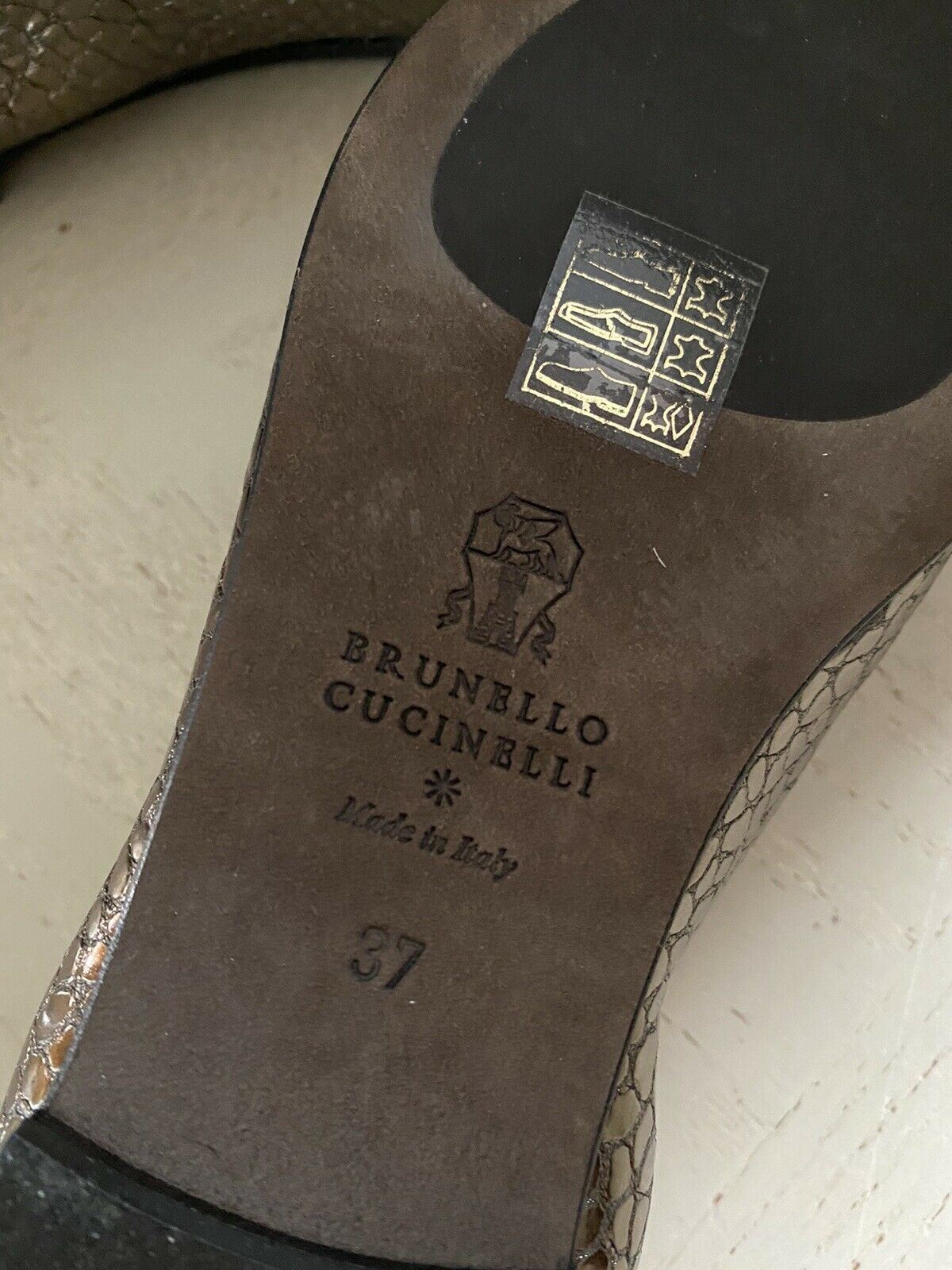 NIB $795 Женские лоферы на плоской подошве Brunello Cucinelli, золото 7 США (37 евро)