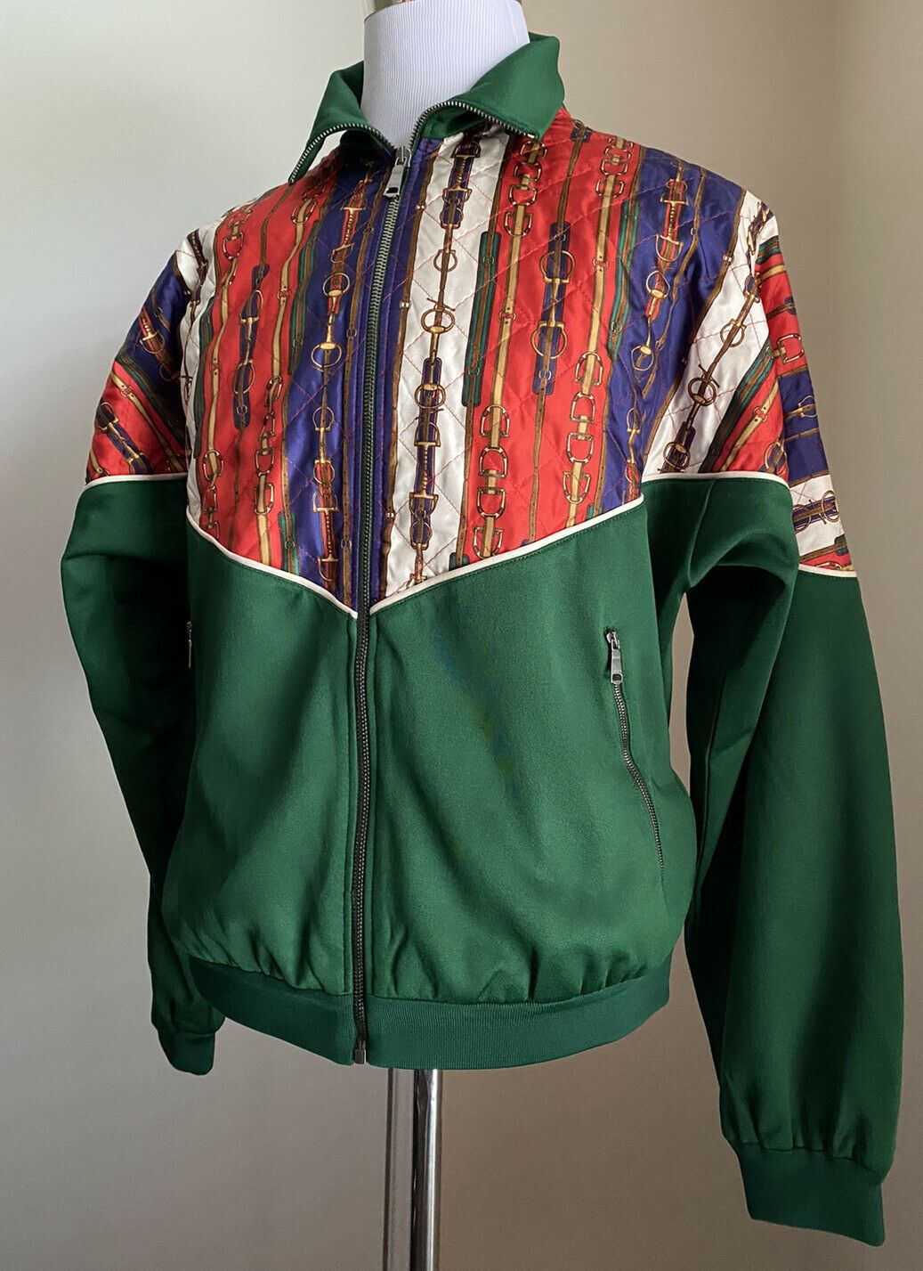 Neu mit Etikett: 2980 $ Gucci Herren-Trainingsjacke, Grün/Mehrfarbig, Größe M, Italien