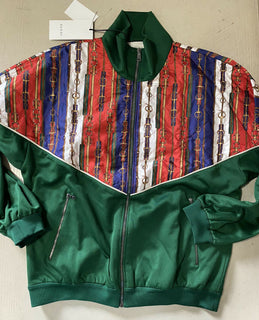 Neu mit Etikett: 2980 $ Gucci Herren-Trainingsjacke, Grün/Mehrfarbig, Größe M, Italien