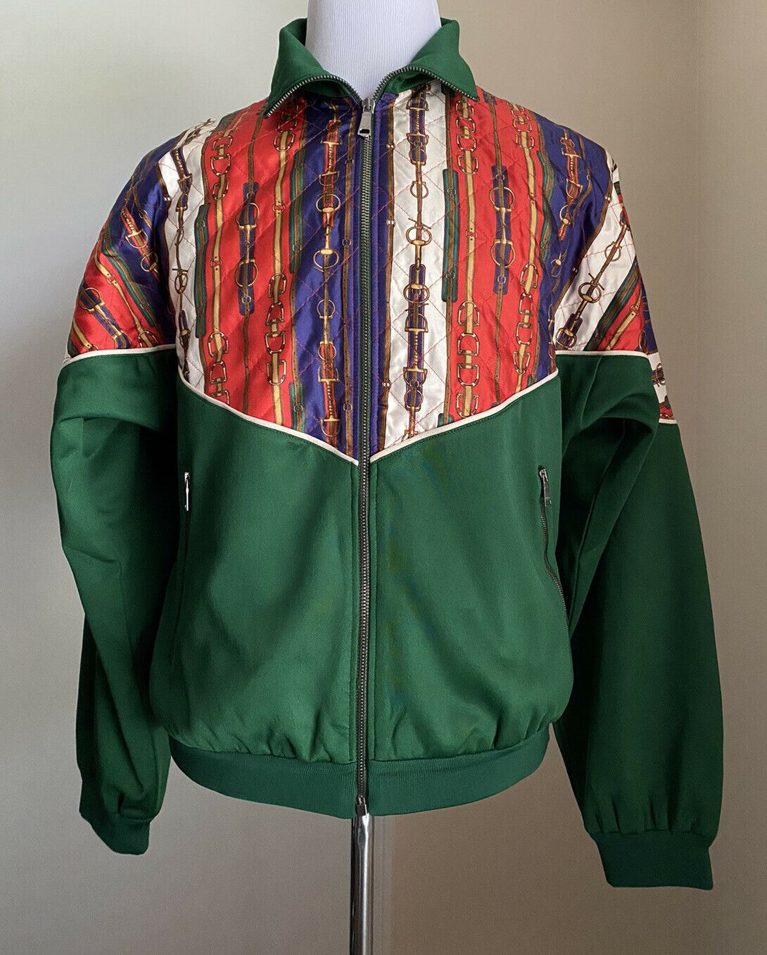 NWT $2980 Gucci Men's Track Jacket Green/Multicolor Size M Italy