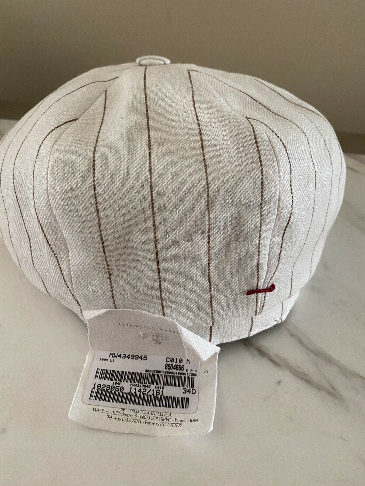 NWT Brunello Cucinelli Mens Linen Apple Cap Hat While Size XL Italy