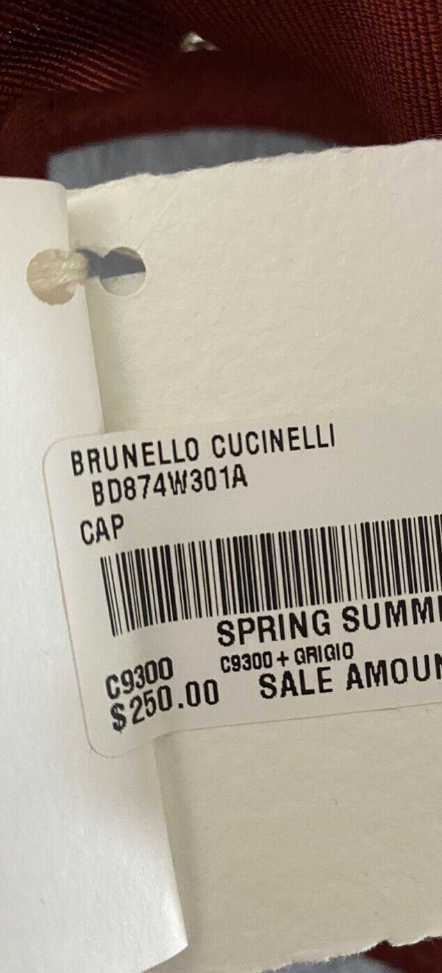 NWT Brunello Cucinelli Boys Baseball Hat Cap LT Gray/Brown Size 6 Italy