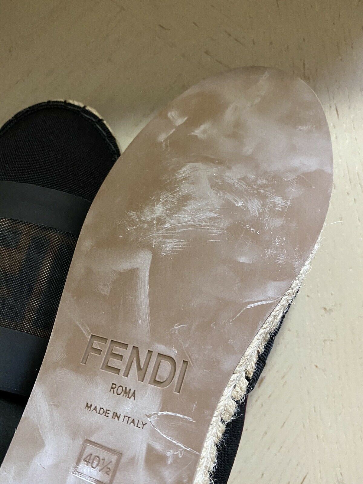 NIB Fendi Damen Flat Colibrì Mesh FF Espadrille Schwarz/Rot 10,5 US (40,5 Eu)