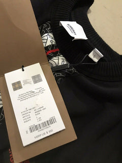 Neu $650 Burberry Men Solid Sweatshirt With TB Mon Pullover Crewneck Black L