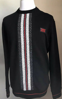 Neu $650 Burberry Men Solid Sweatshirt With TB Mon Pullover Crewneck Black L