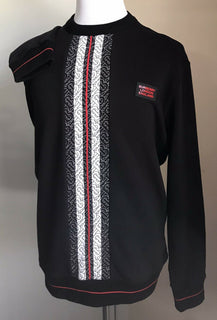 Neu $650 Burberry Men Solid Sweatshirt With TB Mon Pullover Crewneck Black L