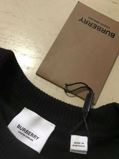 Neu $650 Burberry Men Solid Sweatshirt With TB Mon Pullover Crewneck Black L