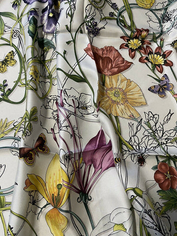 Новый женский шелковый платок Gucci Flora Stage за 495 долларов США, черный/белый шарф, Италия