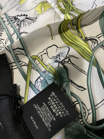 Новый женский шелковый платок Gucci Flora Stage за 495 долларов США, черный/белый шарф, Италия