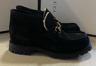 NIB 940 $ Gucci Herren Wildleder Stiefeletten Schuhe Schwarz 12 US / 11 UK Italien