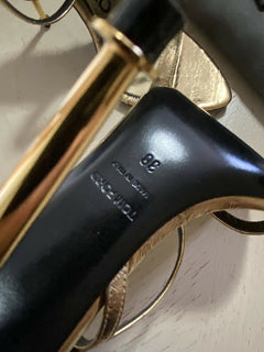 NIB $ 1490 Tom Ford Damen-Sandalen aus Leder, Gold, 8 US/38 Eu, Italien