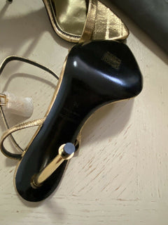 NIB $ 1490 Tom Ford Damen-Sandalen aus Leder, Gold, 8 US/38 Eu, Italien