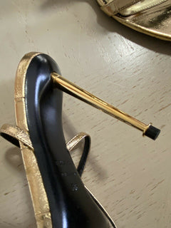 NIB $ 1490 Tom Ford Damen-Sandalen aus Leder, Gold, 8 US/38 Eu, Italien