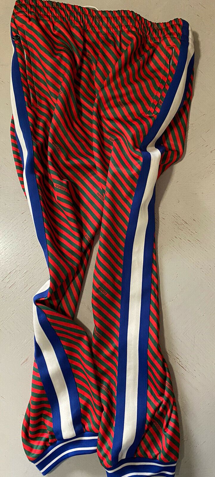 New $1500 Gucci Mens Sweatpants Blue/Red/Green Size XXL Italy