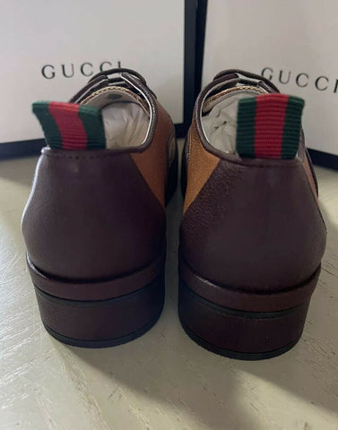 NIB $ 1100 Gucci Jungen GG Monogram Leder/Canvas-Schuhe Braun 32/1L US Alter 6,5
