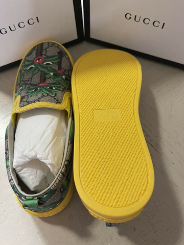 NIB Gucci Kinder GG Monogram Leder/Canvas Sneakers Grün/Cray 32/1 US Alter 6,5