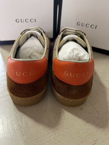 NIB Gucci Kids Boys GG Monogram Suede/Canvas Sneakers Shoes Brown 31/13 US Age 6