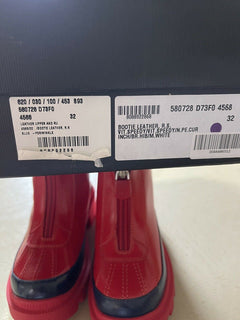 NIB Gucci Kinder Lederstiefel mit Kunstfellfutter Rot/Schwarz 32/1 US Alter 6,5