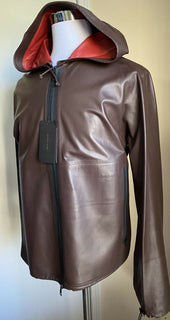 Neu $ 5950 Bottega Veneta Herren Lederjacke Mantel DK Braun 42 US (52 Eu) Italien