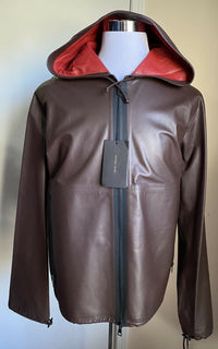 Neu $ 5950 Bottega Veneta Herren Lederjacke Mantel DK Braun 42 US (52 Eu) Italien