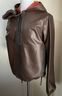 Neu $ 5950 Bottega Veneta Herren Lederjacke Mantel DK Braun 42 US (52 Eu) Italien