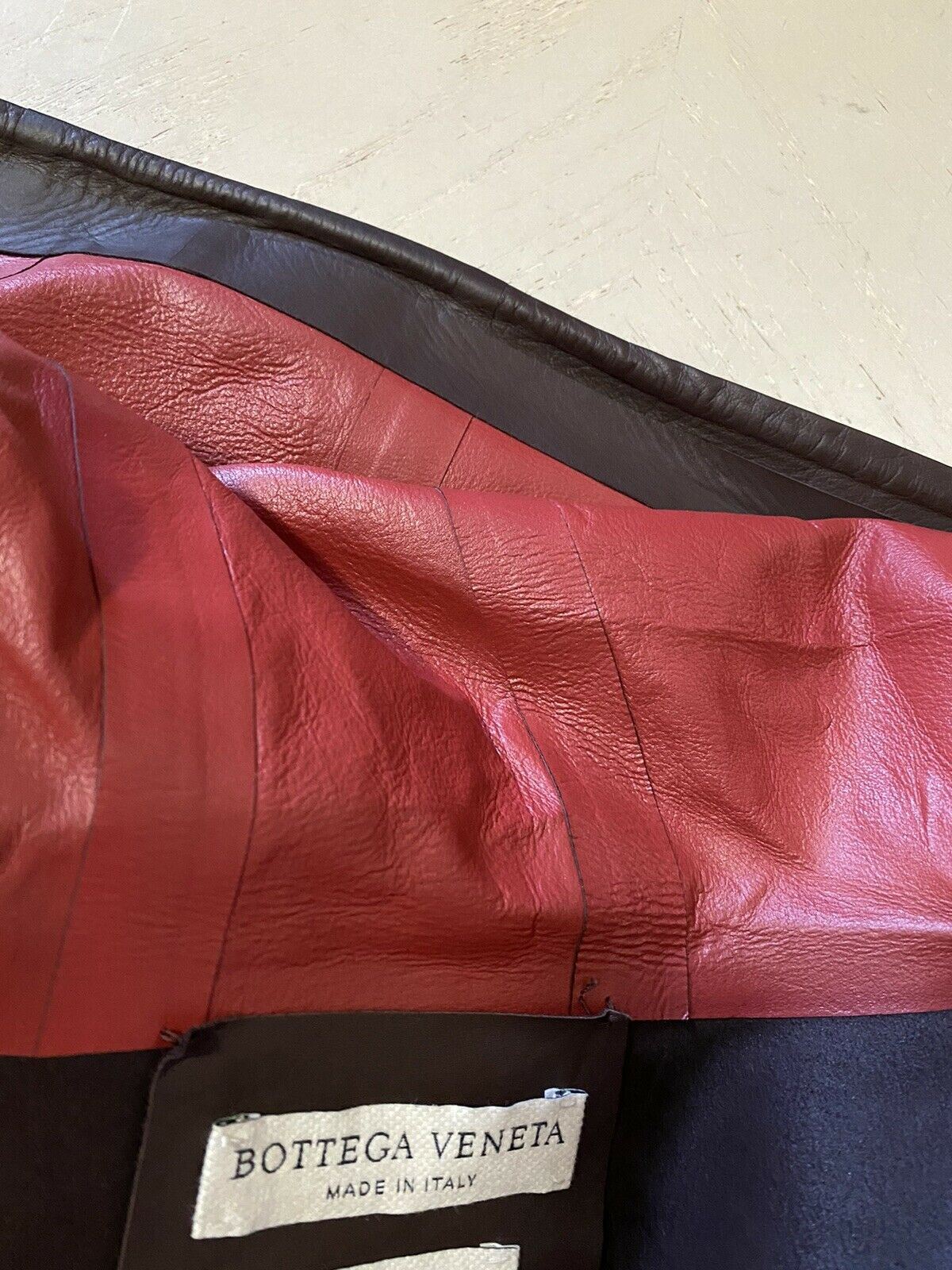 New $5950 Bottega Veneta Mens Leather Jacket Coat DK Brown 42 US ( 52 Eu ) Italy
