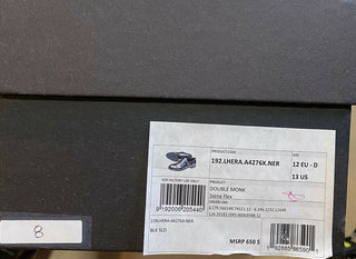 Neue 650 $ Ermenegildo Zegna Double Monk Lederschuhe Schwarz 13 US Italien