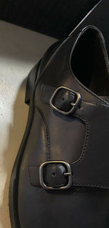 Neue 650 $ Ermenegildo Zegna Double Monk Lederschuhe Schwarz 10 US Italien 