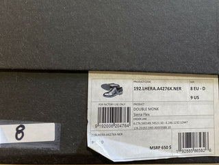 Neue 650 $ Ermenegildo Zegna Double Monk Lederschuhe Schwarz 9 US Italien 