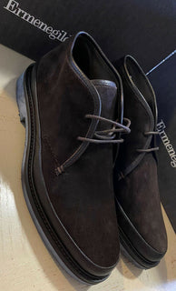 Neu $ 650 Ermenegildo Zegna Wildleder/Lederstiefel Schuhe DK Braun 9 US Italien 
