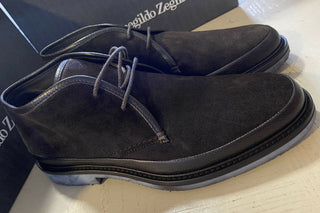 Neu $ 650 Ermenegildo Zegna Wildleder/Lederstiefel Schuhe DK Braun 9 US Italien 